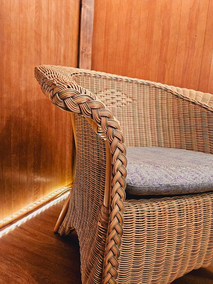 Rattan Auster ナチュラル天然素材 日本製 1Ｐソファ ①