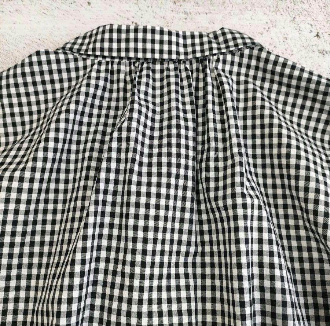 pot and tea ギンガムチェックボタンたくさん襟付きワンピース　日本製