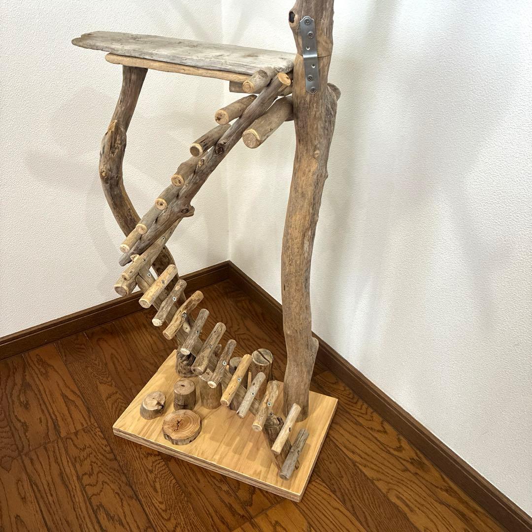 バードアスレチック・バードジム・タワー型・止まり木・流木・ハンドメイド