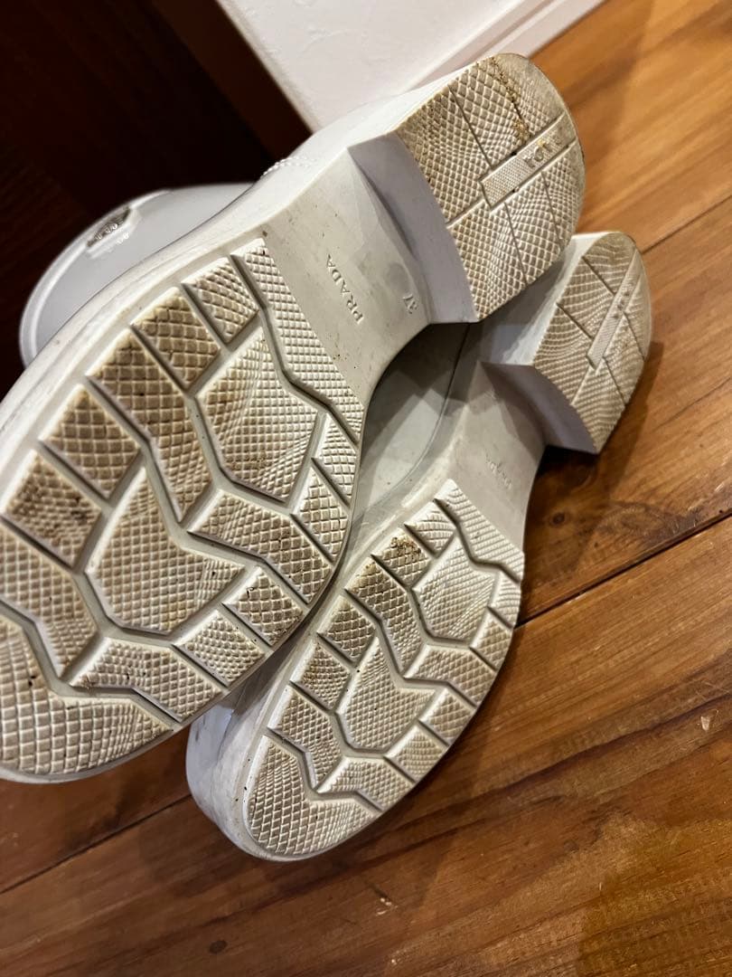 PRADA プラダ　白　ホワイト レインブーツ　37 長靴