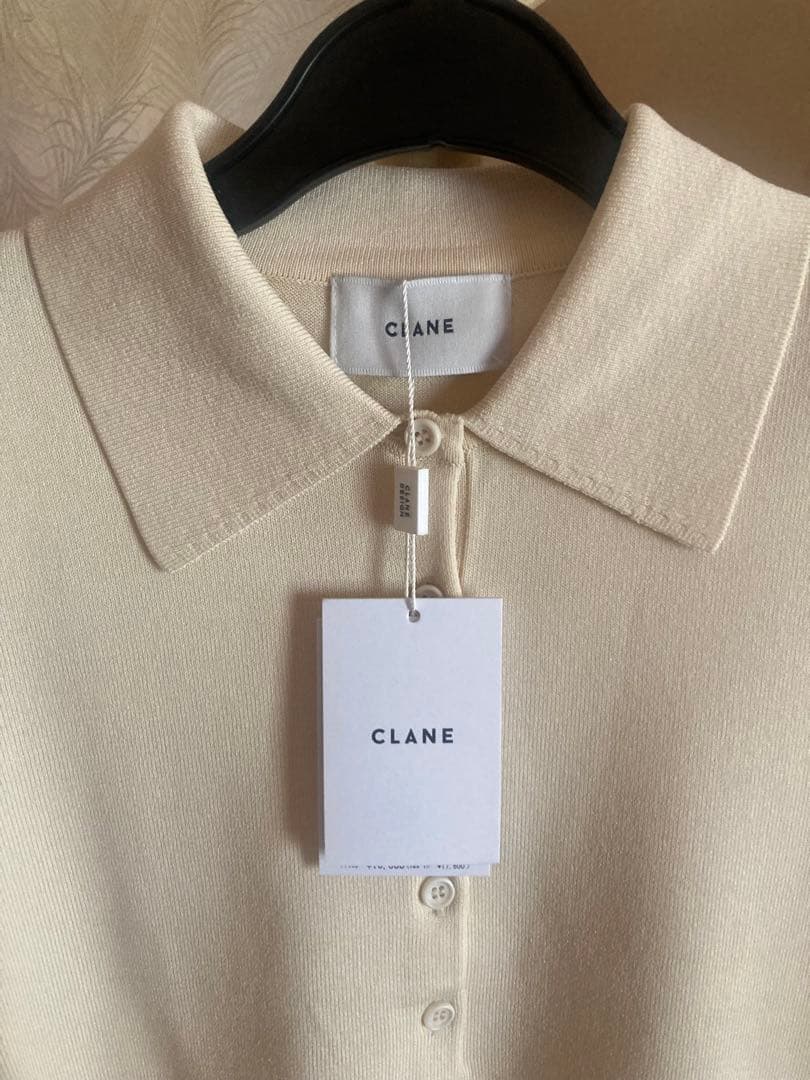 トップス CLANE SHOULDER PADS POLO KNIT TOPS