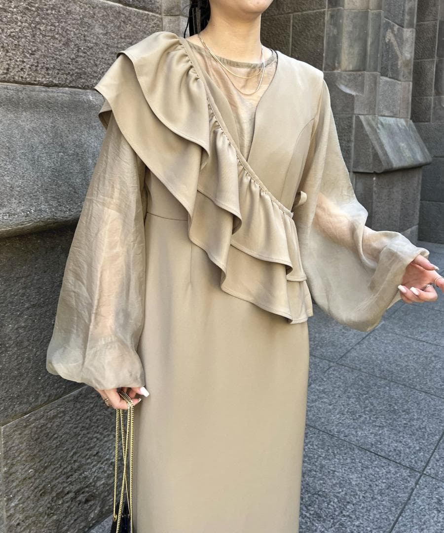 CAPRICIEUX LE'MAGE 3SETアシメフリルワンピース ベージュ