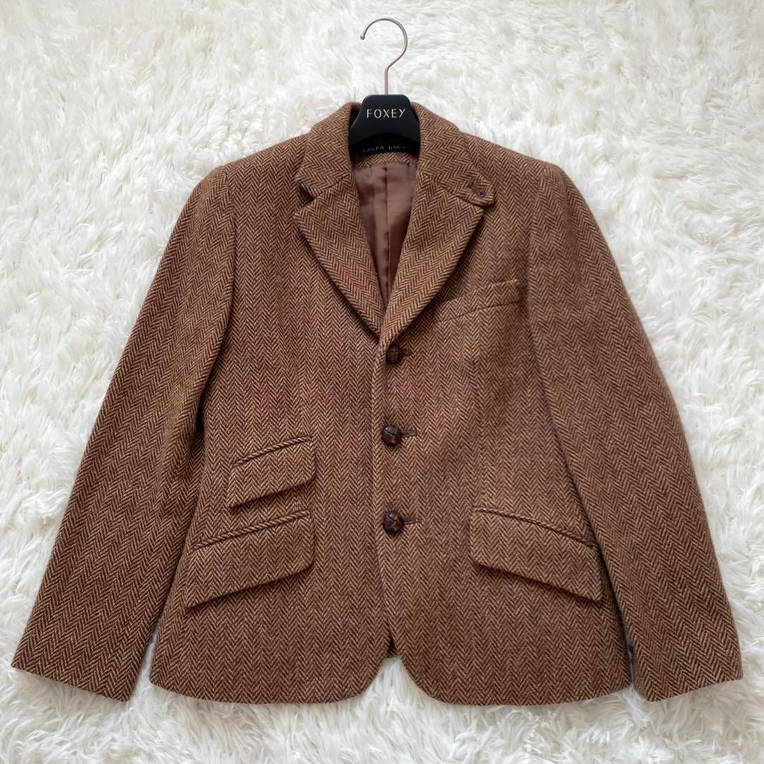 ラルフローレン　テーラードジャケット　ヘリンボーン　くるみボタン　アルパカ