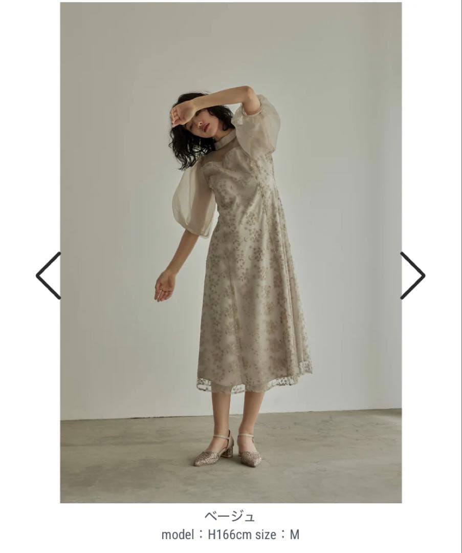 【値下げ中】niana ニアナ　オーガンジーパフスリーブ刺繍レース　オケージョン