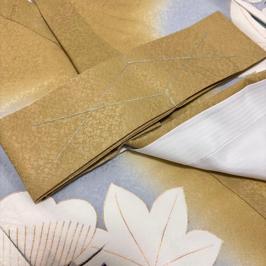 【新品】京芥子菜色（からしな）金刺繍 ぼかし染め京友禅❗️お宮参り 産着 正絹