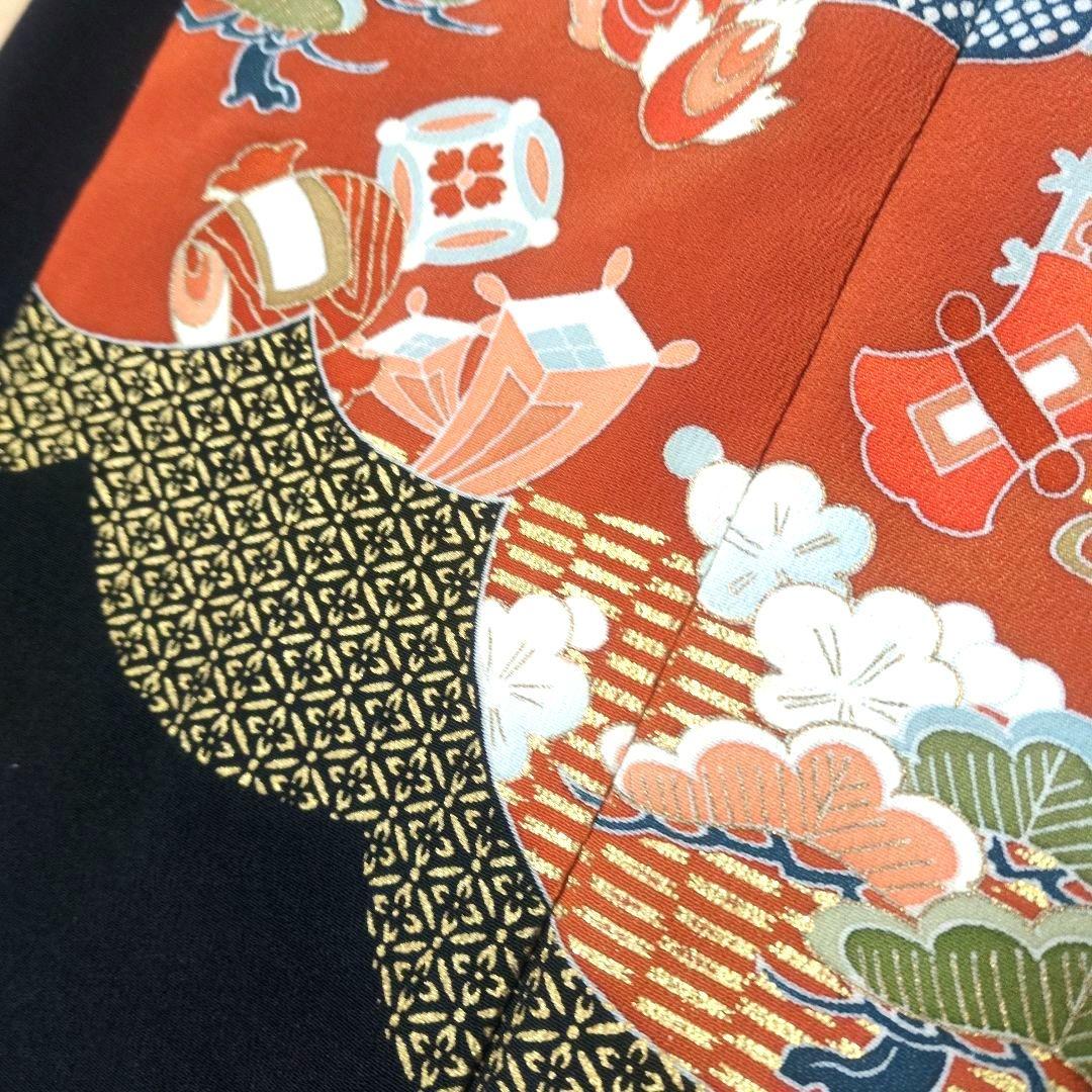 舞鶴刺繍 小槌と道具 留袖リメイクフレアドレス