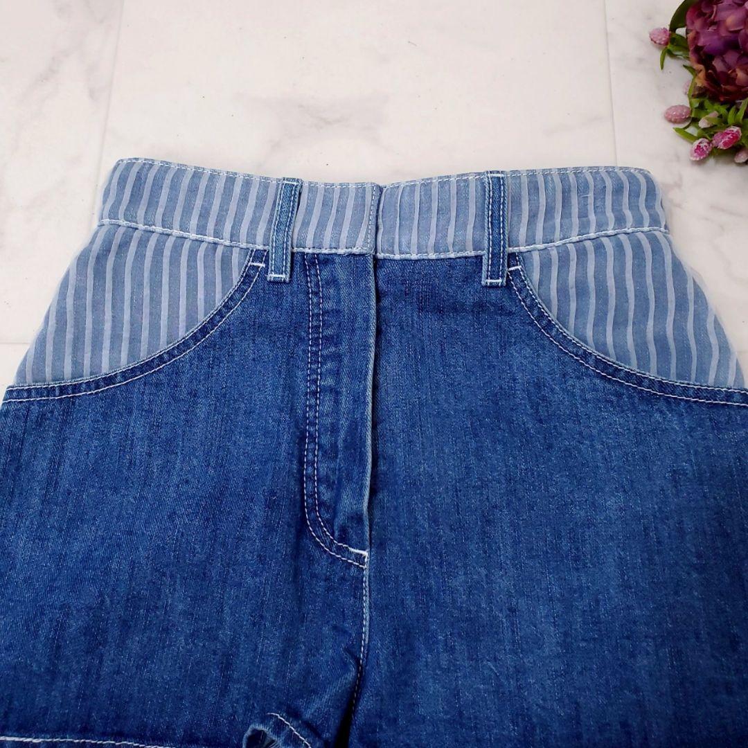 美品✨シャネル デニムショートパンツ プリーツチュール ココボタン ブルー