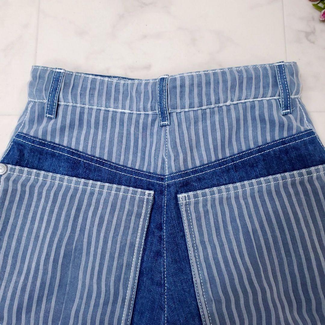 美品✨シャネル デニムショートパンツ プリーツチュール ココボタン ブルー