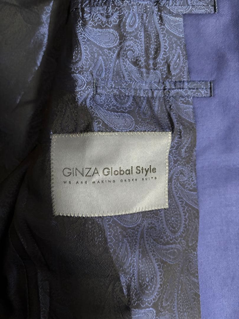 ギンザグローバルスタイル　カノニコ スーツ セットアップ ネイビー ペイズリー柄