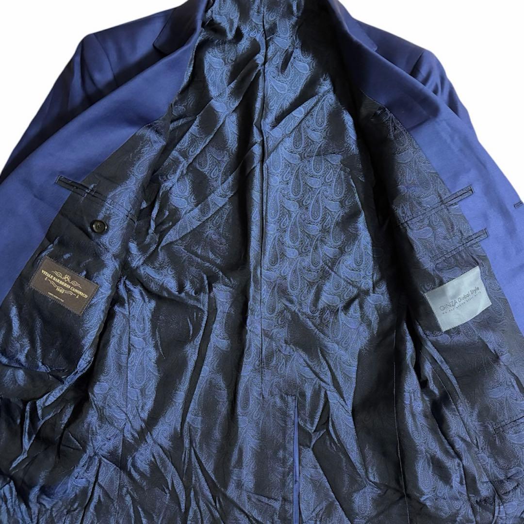 ギンザグローバルスタイル　カノニコ スーツ セットアップ ネイビー ペイズリー柄