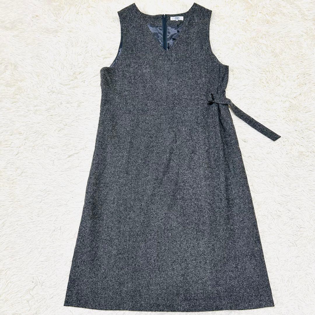 J.PRESS シルクネップ ツイードジャンパースカート グレー大きいサイズXL