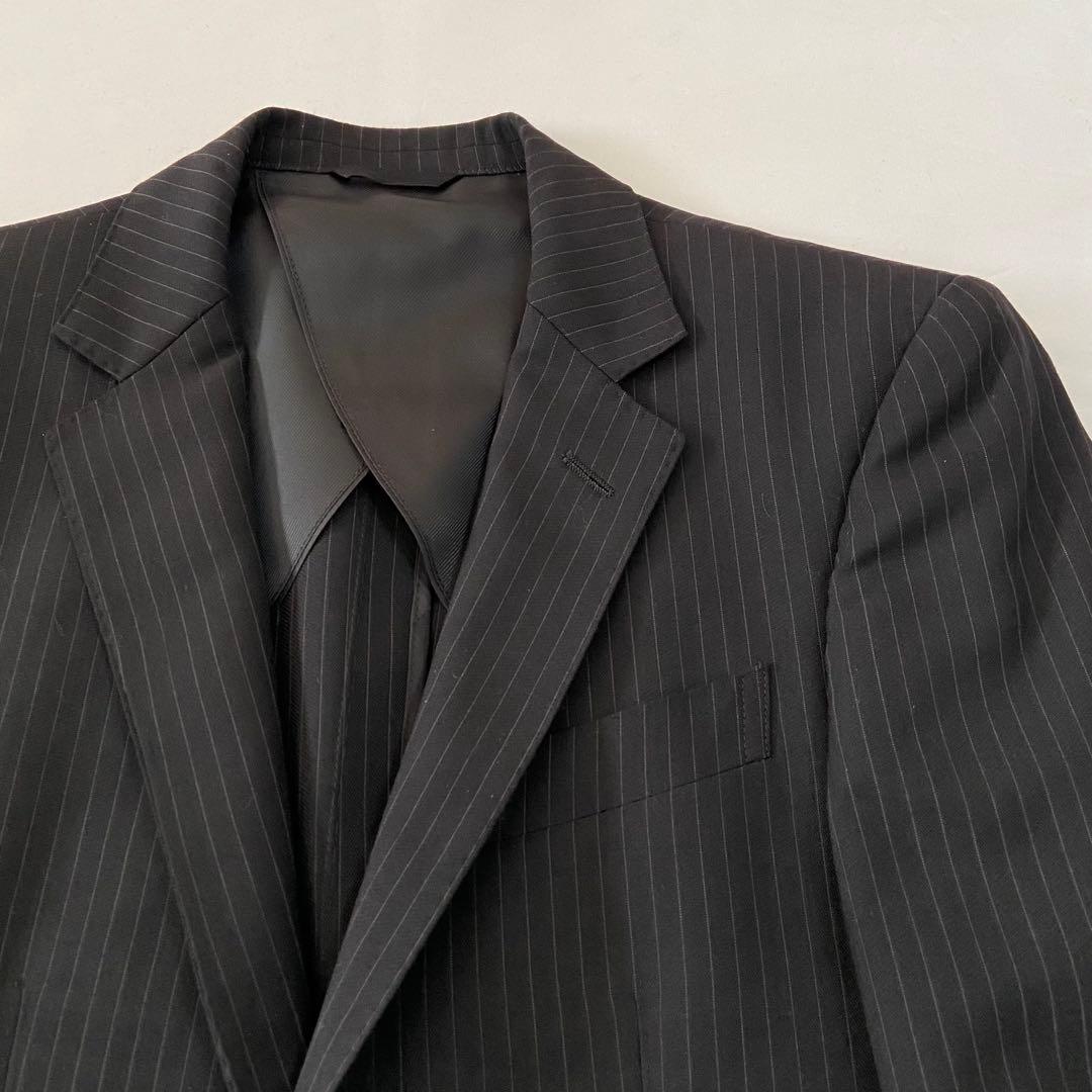 ジョンピアース 3ピース スーツセットアップ ストライプ ベスト 黒 Y4