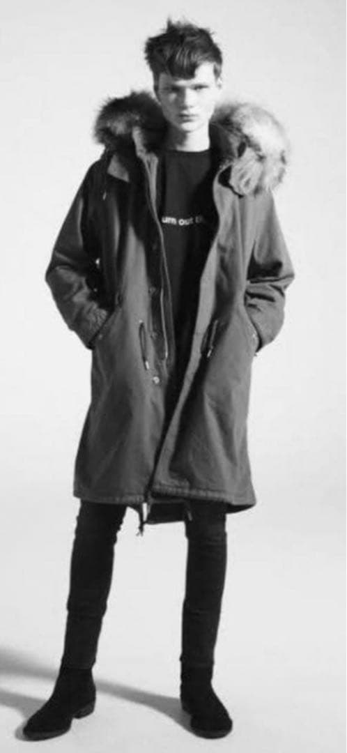 【定価107,800円】デニムキルトライナー付きモッズコート（ブラック）