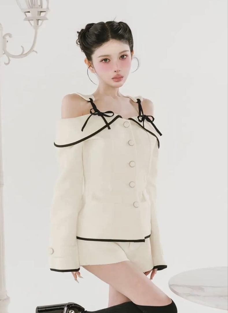 darich ボンディングツイードオフショルチュニック