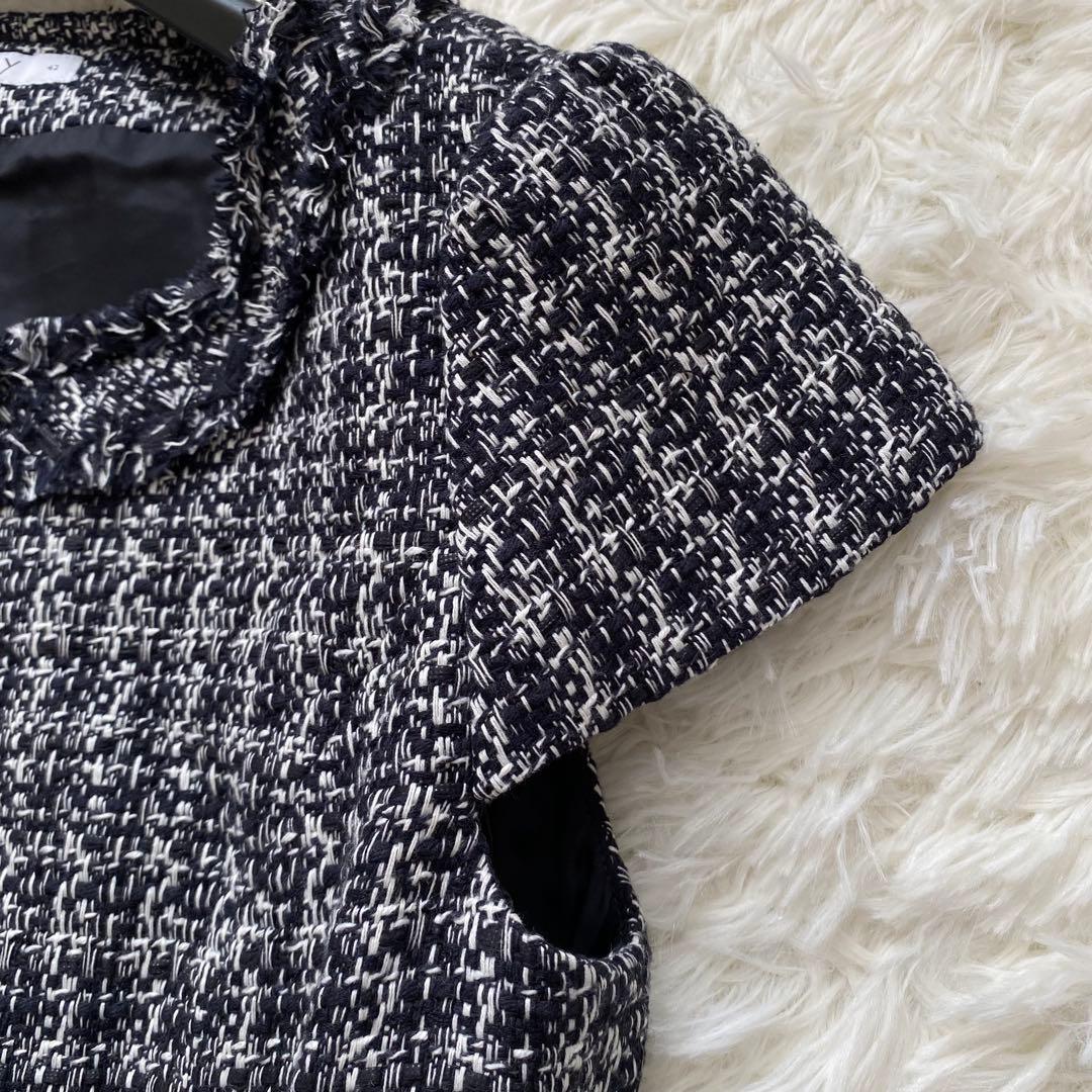 専用美品✨フォクシー　大きいサイズ　ツイードワンピース　ジップアップ　ティアード