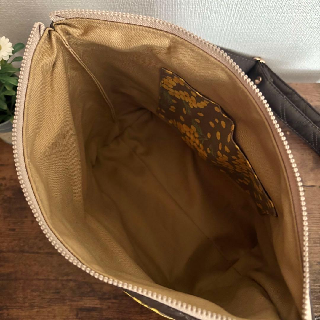 【ゆうママ】30cmファスナーショルダーバッグ　ナイロンオックスキルト