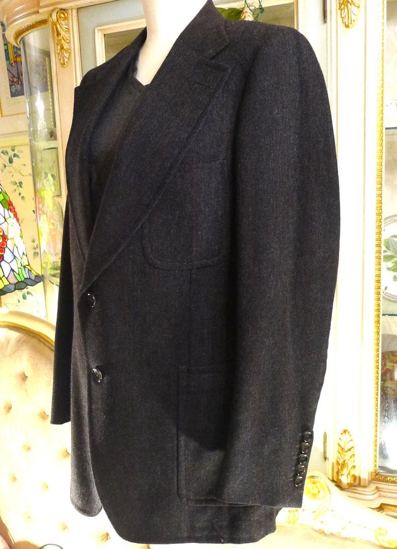 メンズ●【GUCCI】グレーベース ブラウンストライプ ジャケット美品●