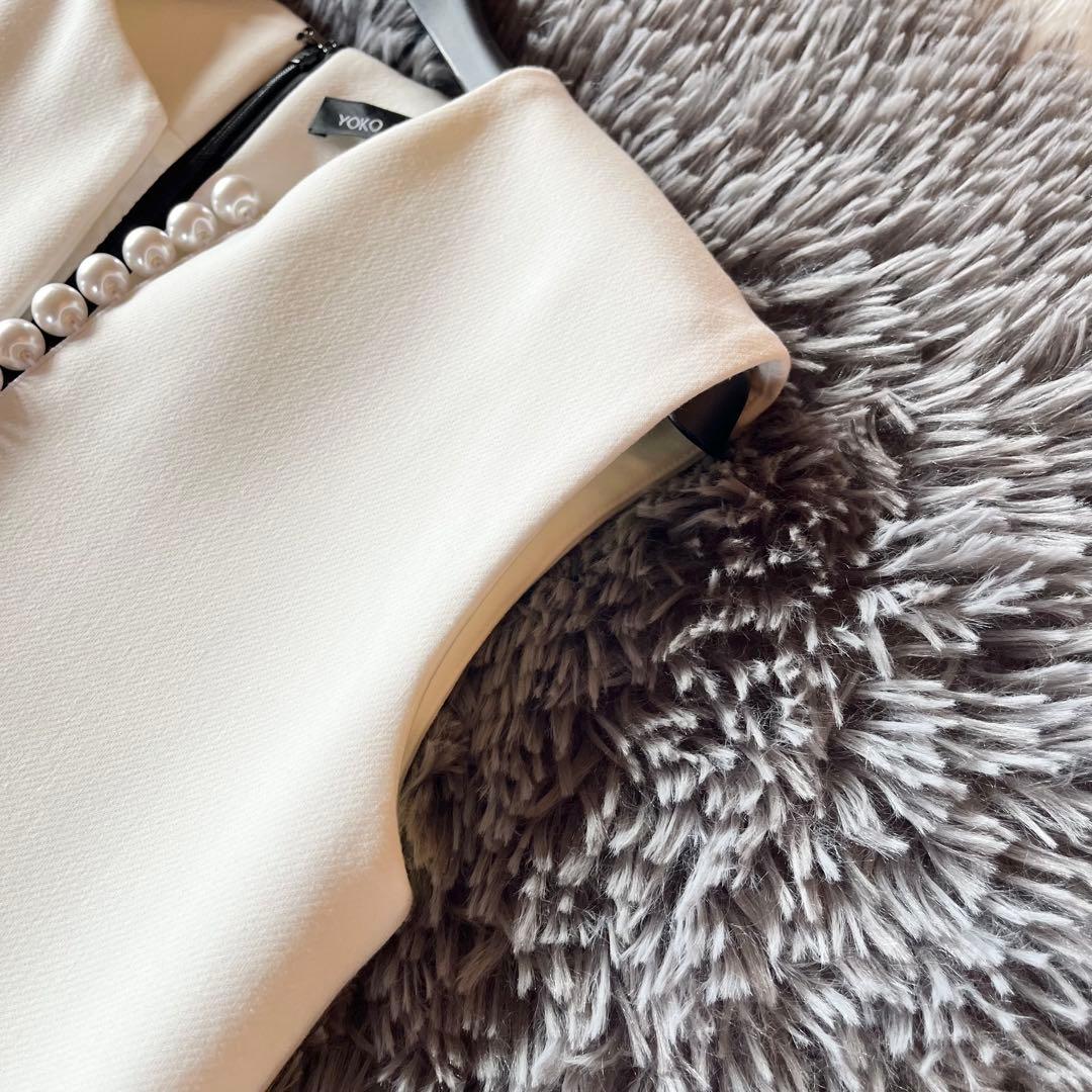 極美品✨ ヨーコチャン パールドレス 膝丈ワンピース フォーマル ホワイト