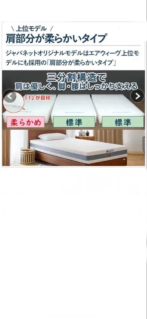 エアウィーヴ ベッドマットレス セミダブル S02系 肩やわモデル ジャパネット