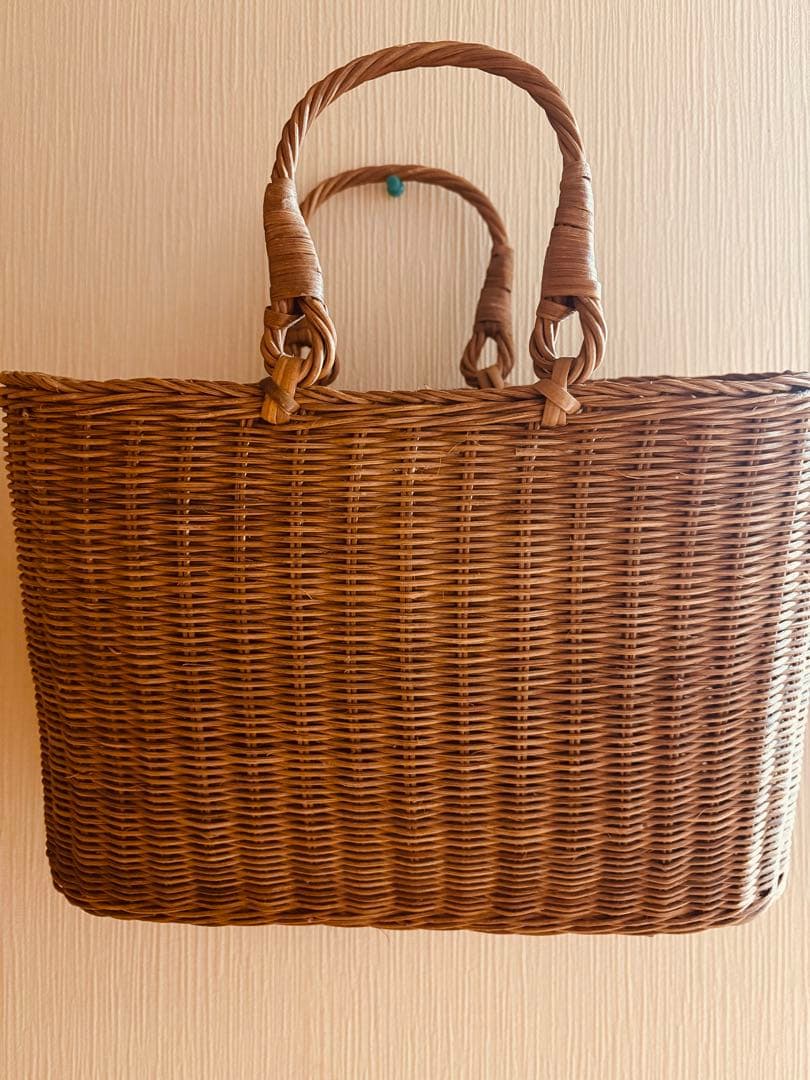 ブラウンあけび籠バッグ 民芸品 工芸品 美品