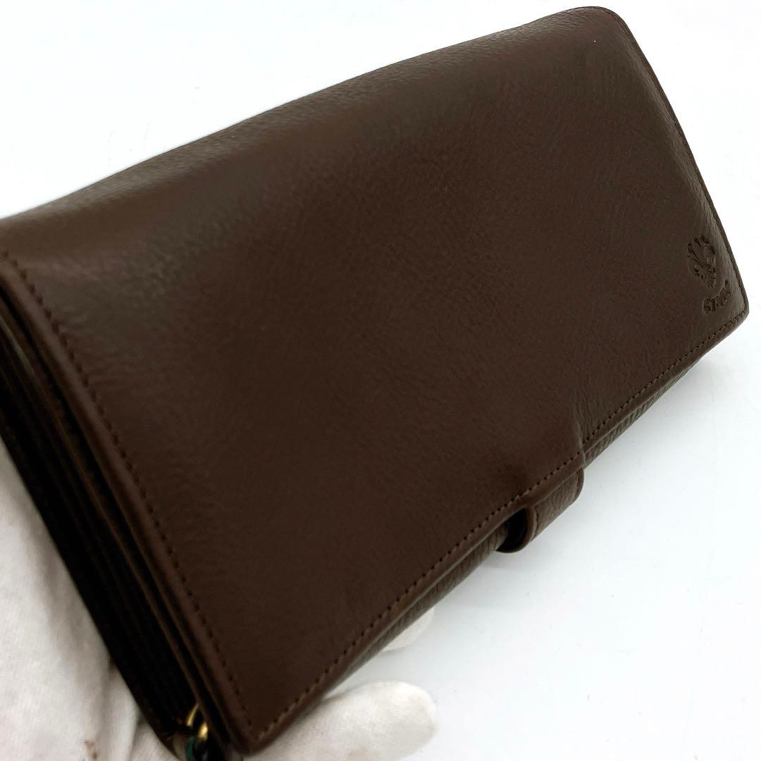極美品【CI-VA】長財布　ロゴ型押し　レザー　ダークブラウン