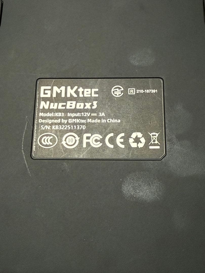 GMKtec NUCBOX3 ミニPC (シリアル末尾370)