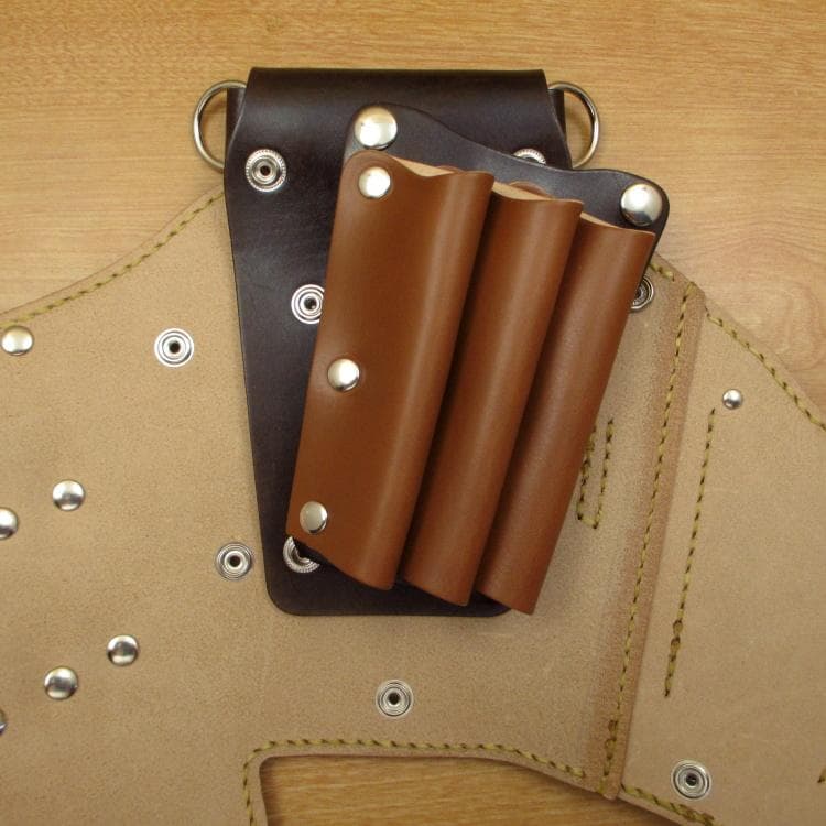 キャメル＆焦げ茶　６丁差し　本革シザーケース　SCA-150/CCA