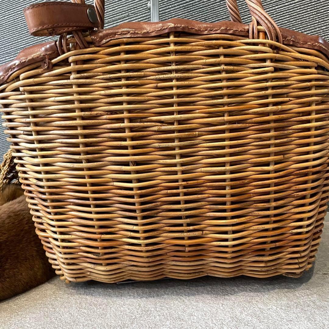 ★eb.a.gos エバゴス　かごバッグ　ハンドバッグ　リアルファー