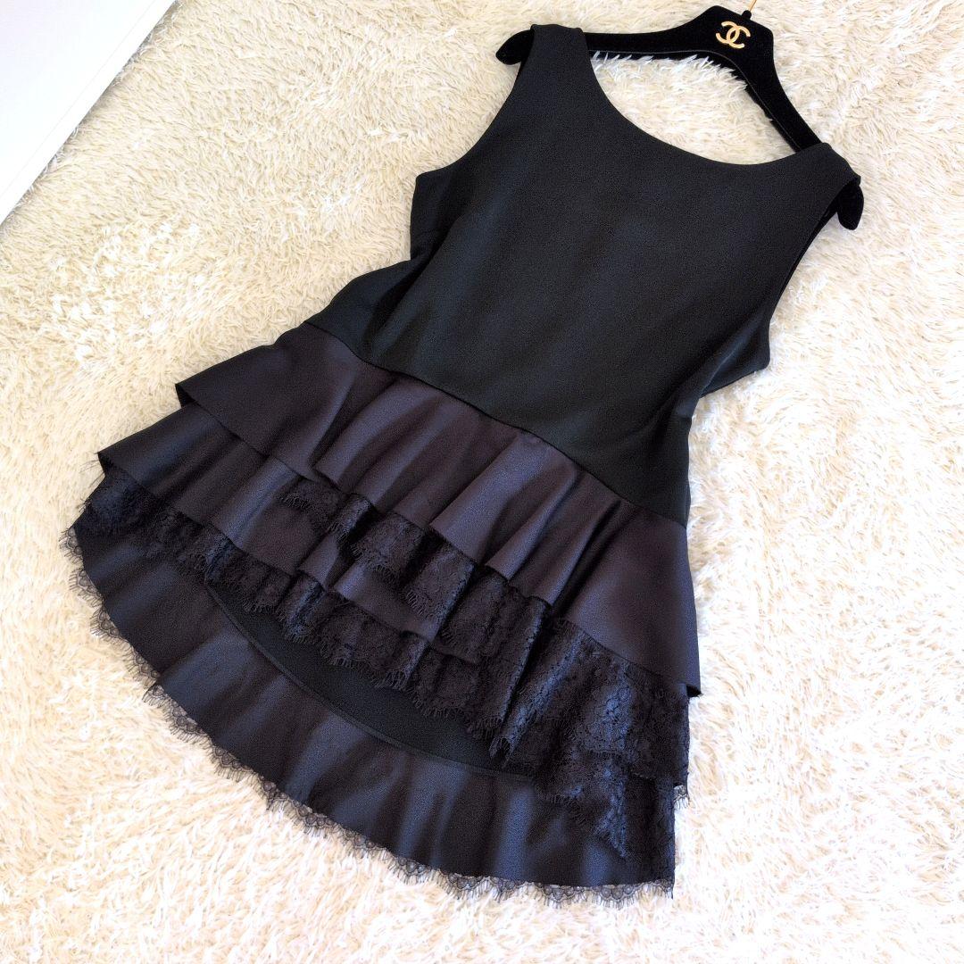 日本製★FOXEY　チュニック　フリル　花柄レース　光沢　40