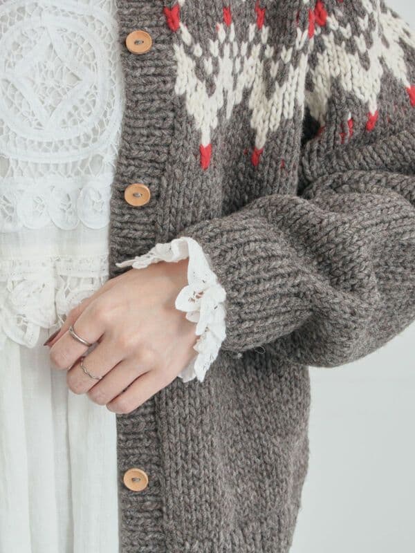 タグ付き ツハルバイサマンサモスモス ペルーニット カーディガンチャコールグレー