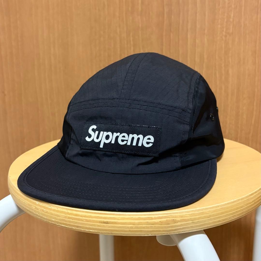 シュプリーム　格子柄　チェック柄　ジェットキャップ　キャンプキャップ　ブラック
