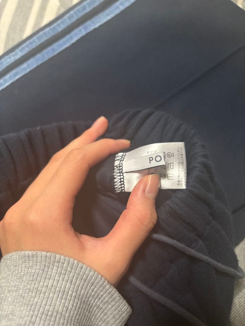 【POPPY】layered-like bonding pants (navy)