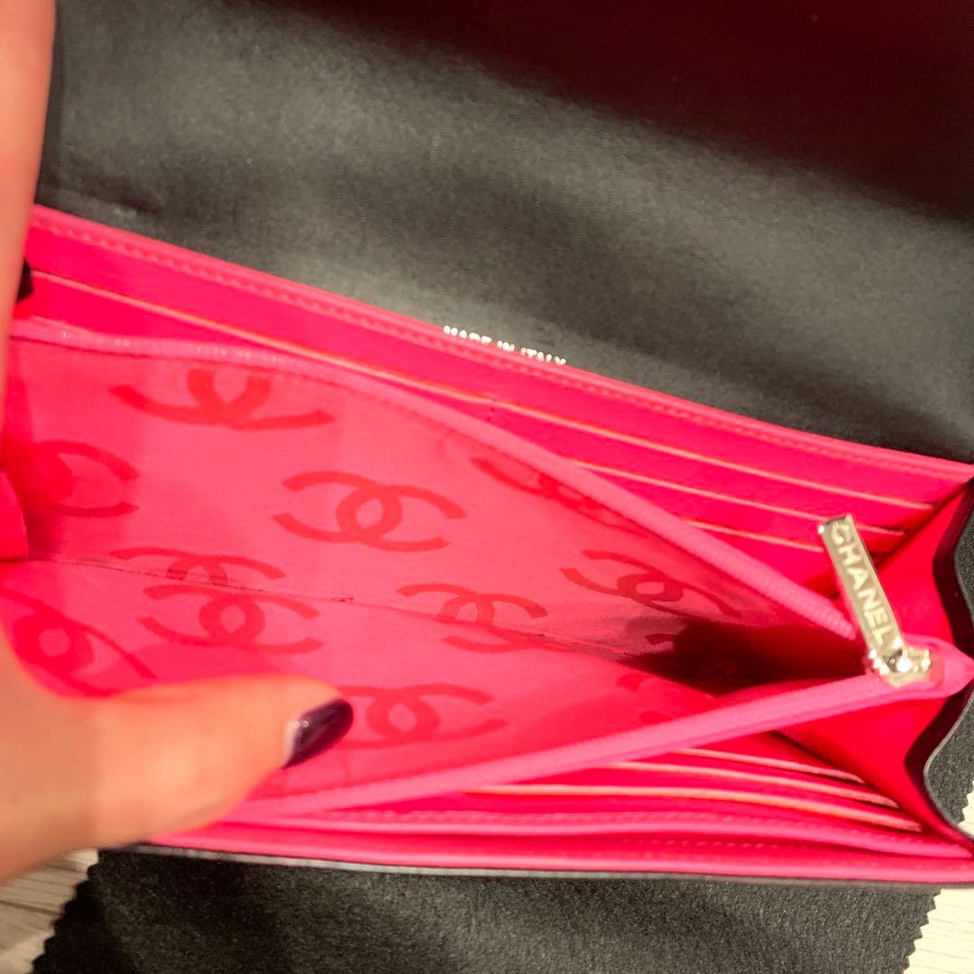 CHANEL 黒 レザー 長財布　ココマーク
