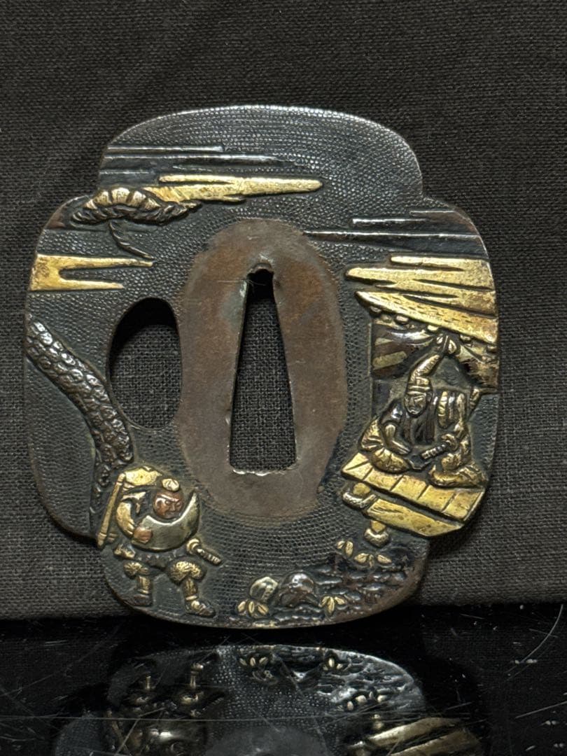 時代 古作 金銀象嵌 金象嵌 鍔 2点 武具 闘争具