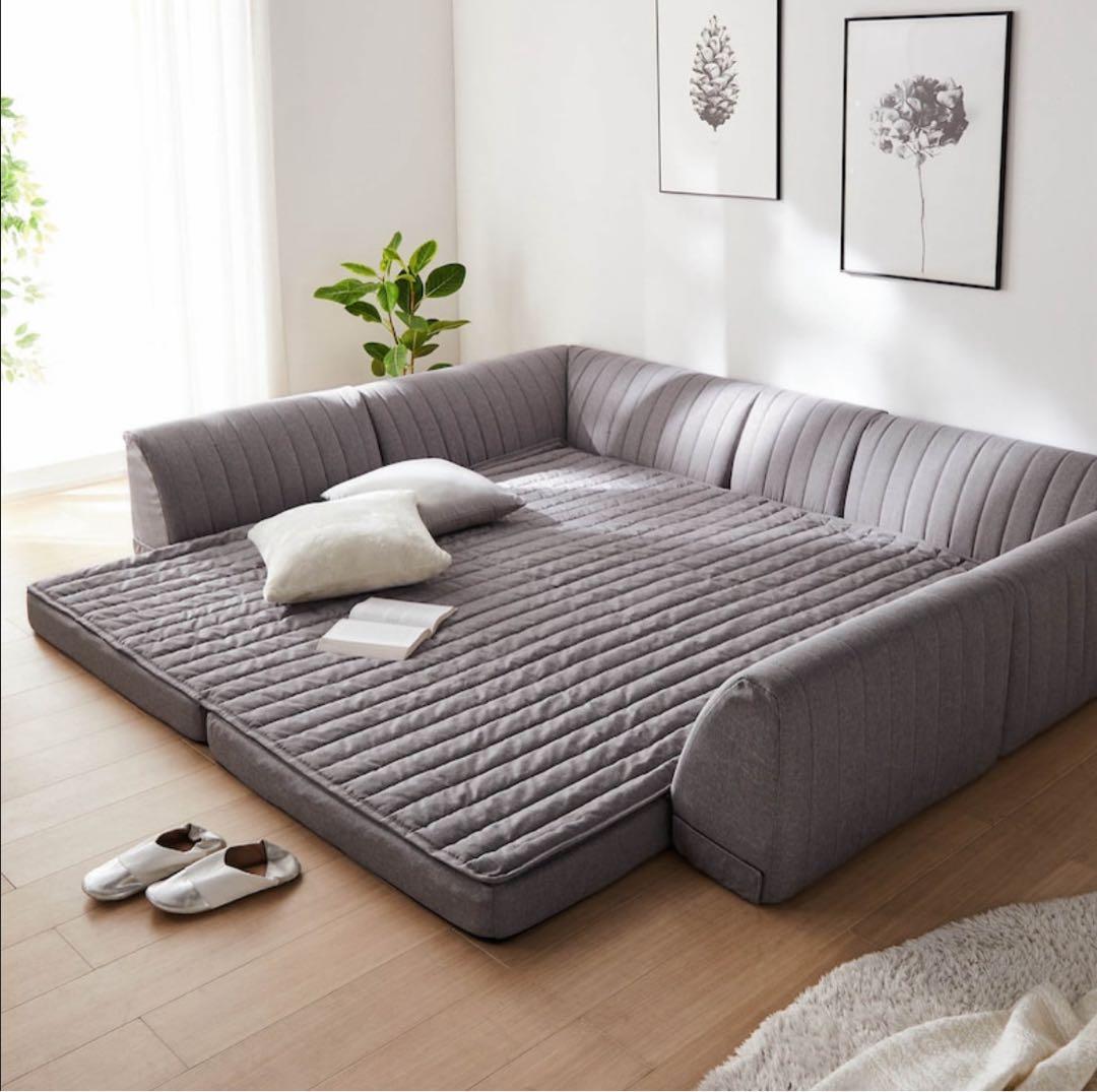 コーナーソファ ウレタンマット付き グレー　ソファーベッド　ベルメゾン