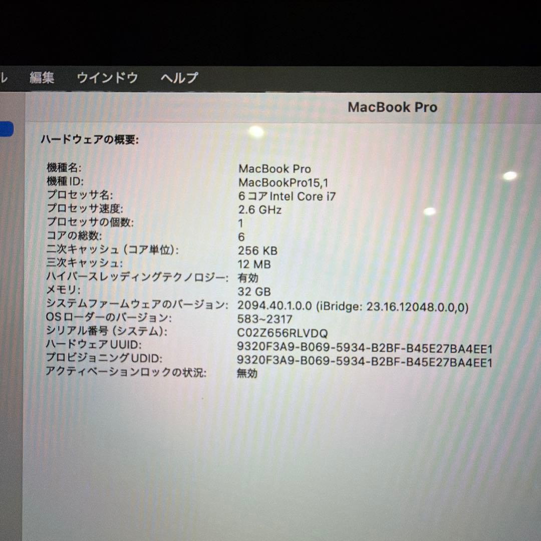 MacBook本体 MacBook Pro (2019) Intel i7 32GB