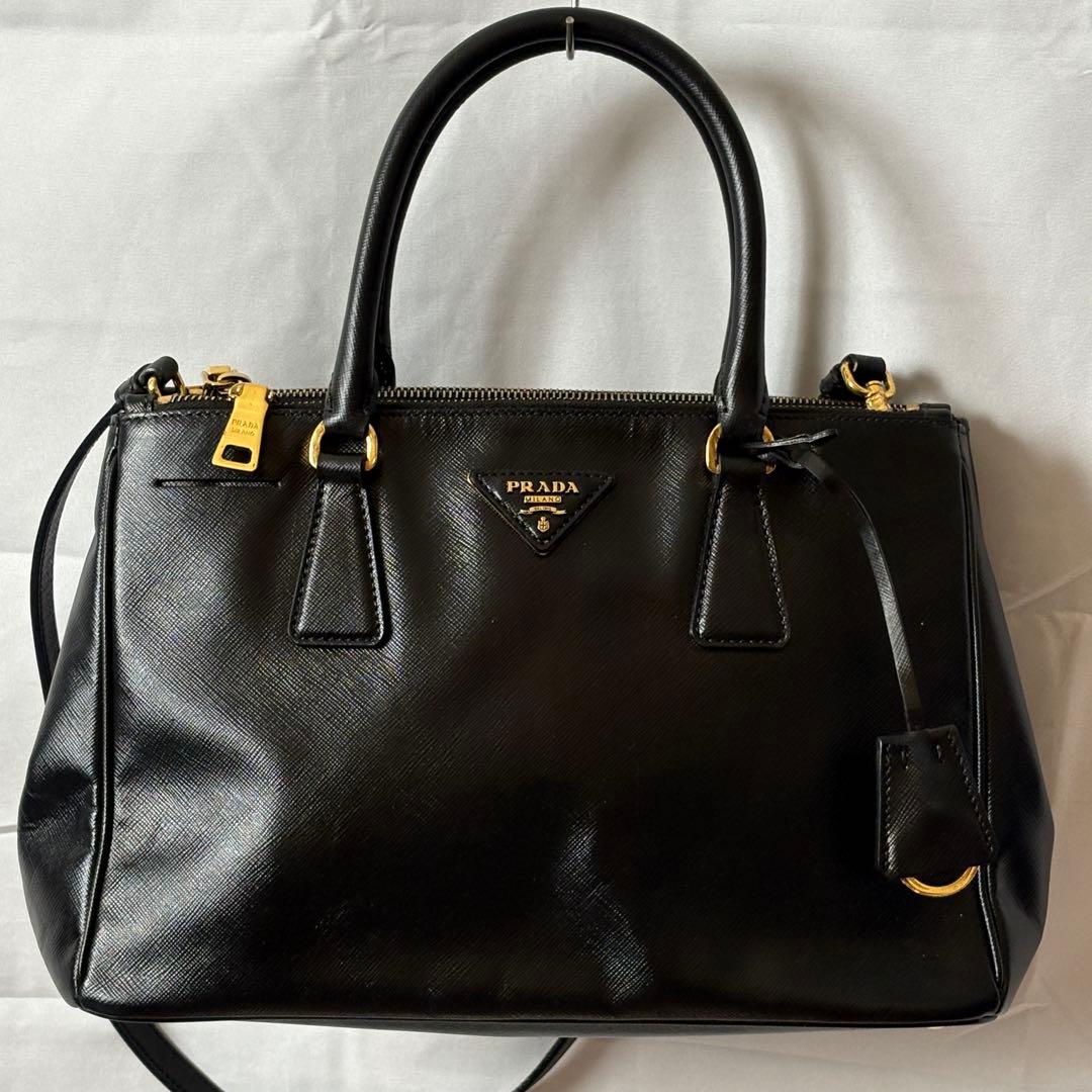 PRADAサフィアーノLUX2WAY黒ゴールド金具BN1801 ギャランティ付き