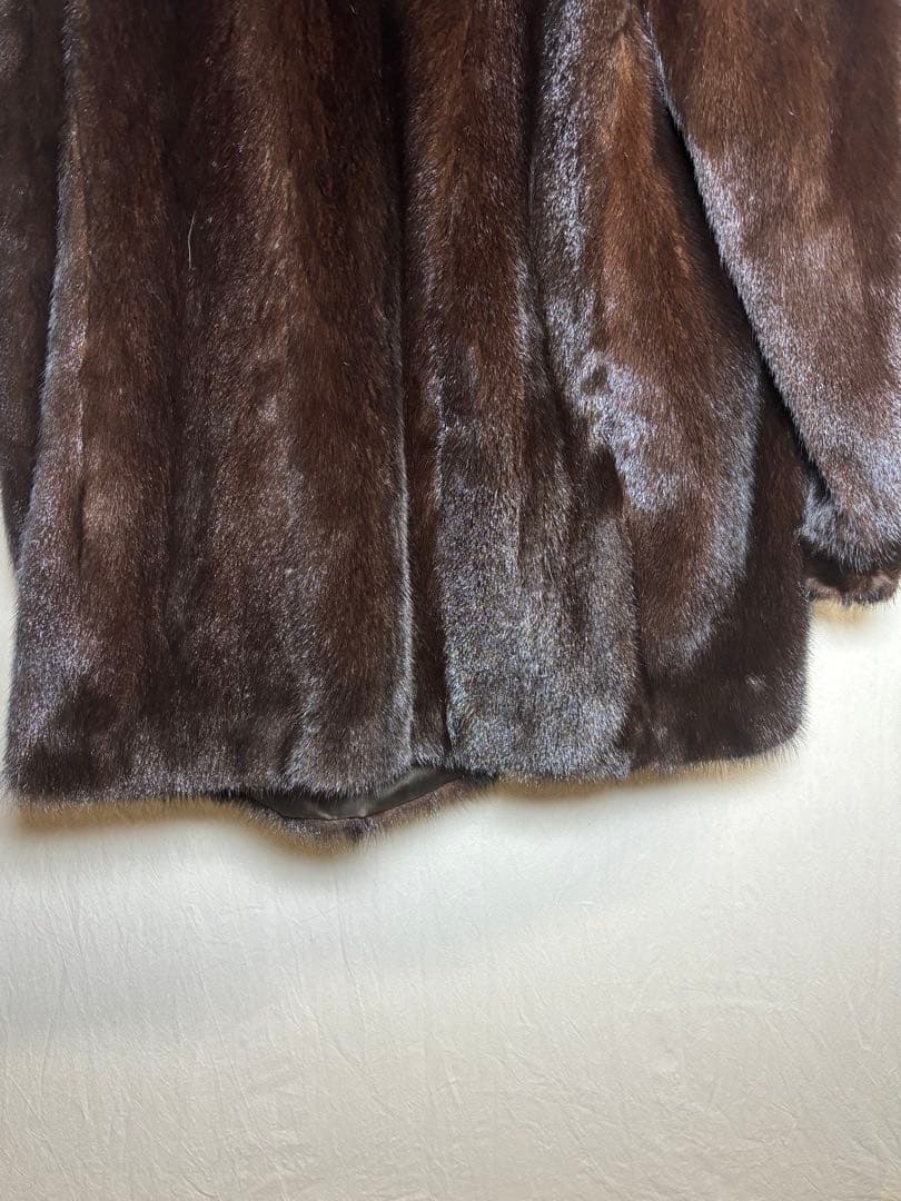 リアルファー ミンクコート ダークブラウン 毛皮 サガミンク相当