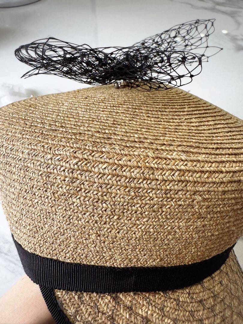 専用です♡ HIAND リボン付きキャスケット ベージュ　麦わら　オシャレ　希少