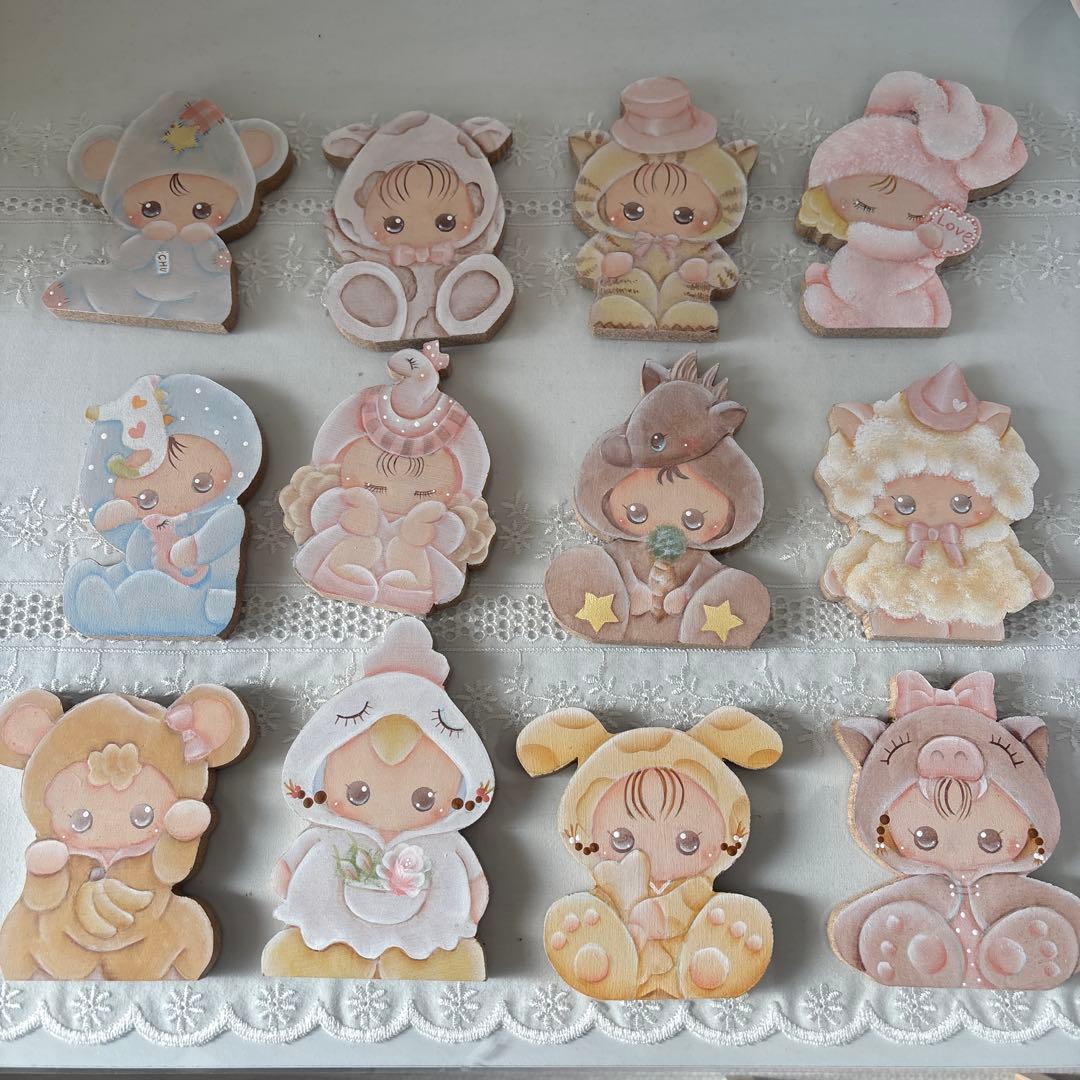 ♡トールペイント♡カントリードールと動物の干支♡12セット♡