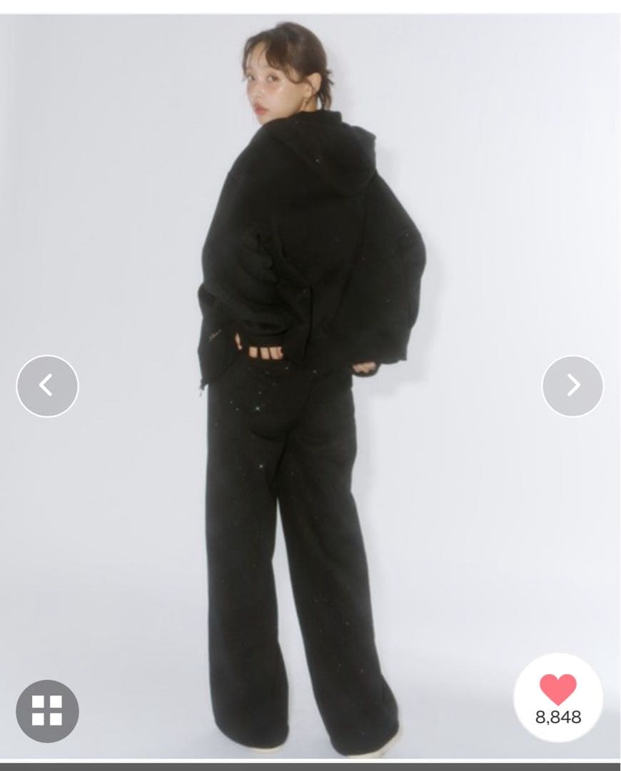 Lallana ラメココジップアップフーディー　セットアップ