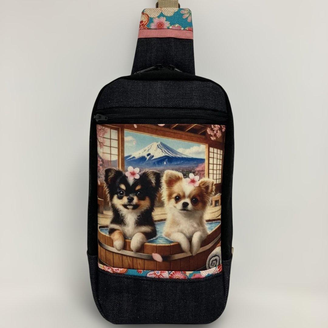 マチャ抹茶様　ボディバック　通院手帳サコッシュ　チワワ　トイプードル