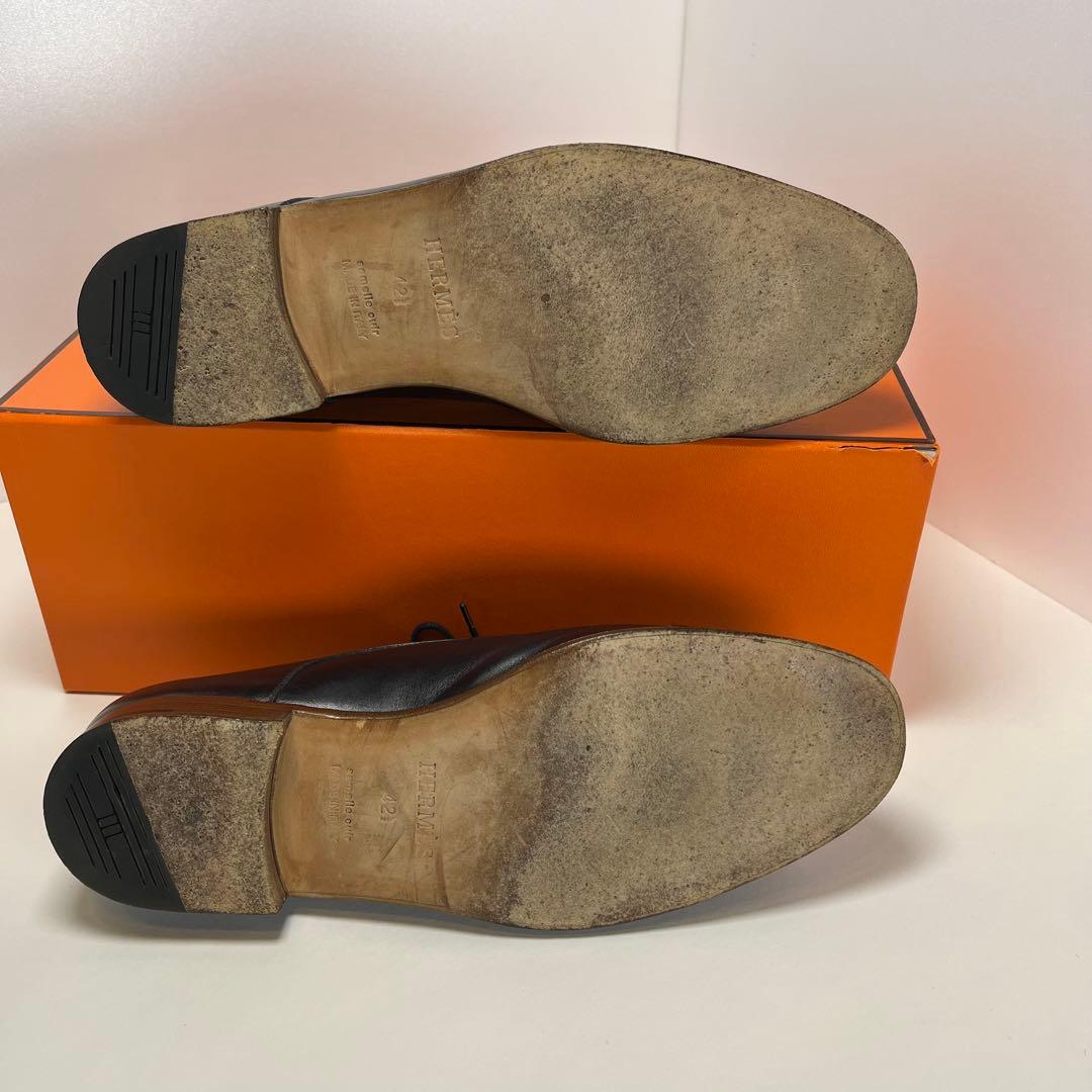 エルメス ストレートチップ 外羽根 レザー ダービーシューズ イタリア製 革靴