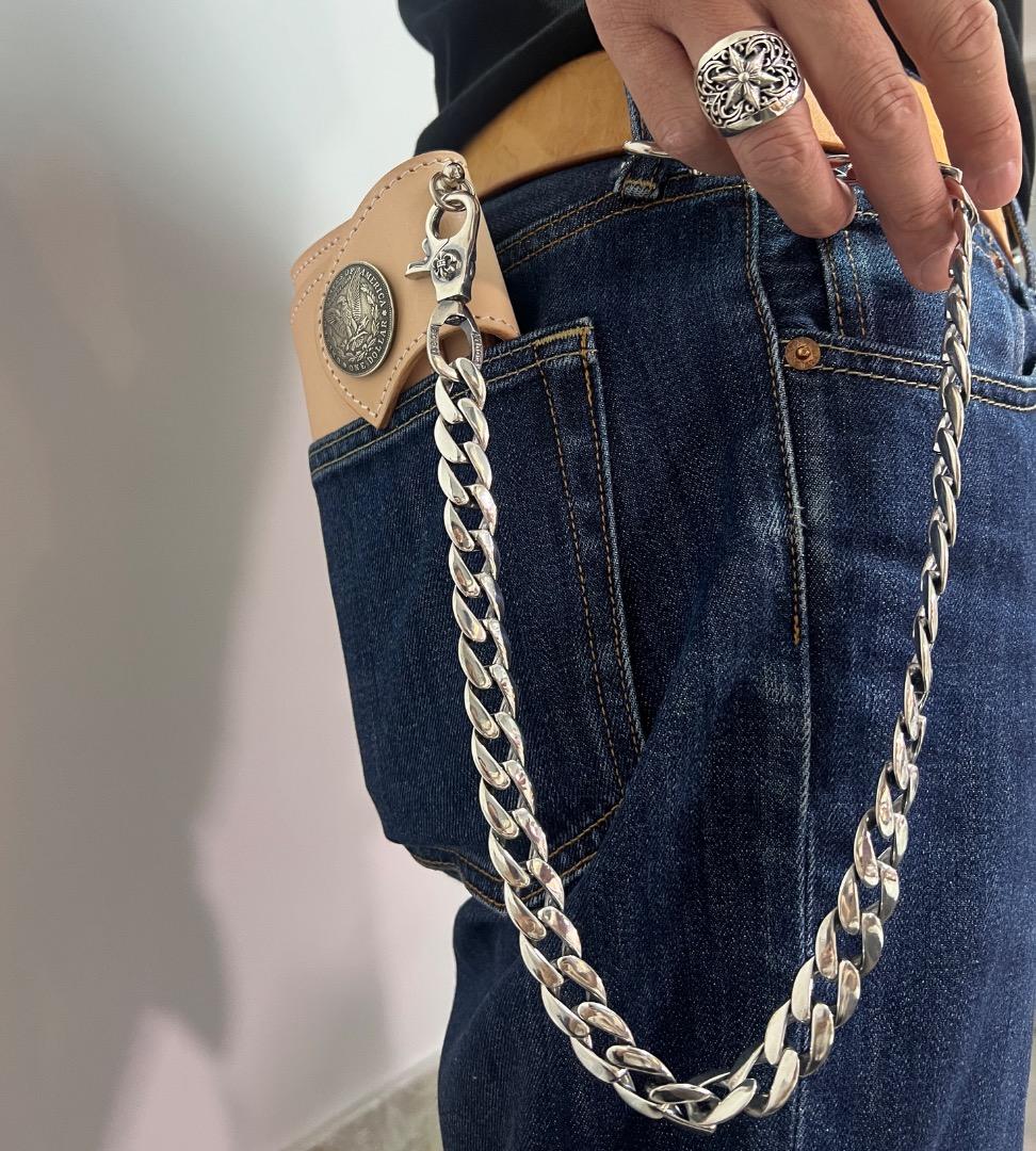 バイカー必須　ウォレット用プレーン　シルバーチェーン　TYPE2　QBKA005