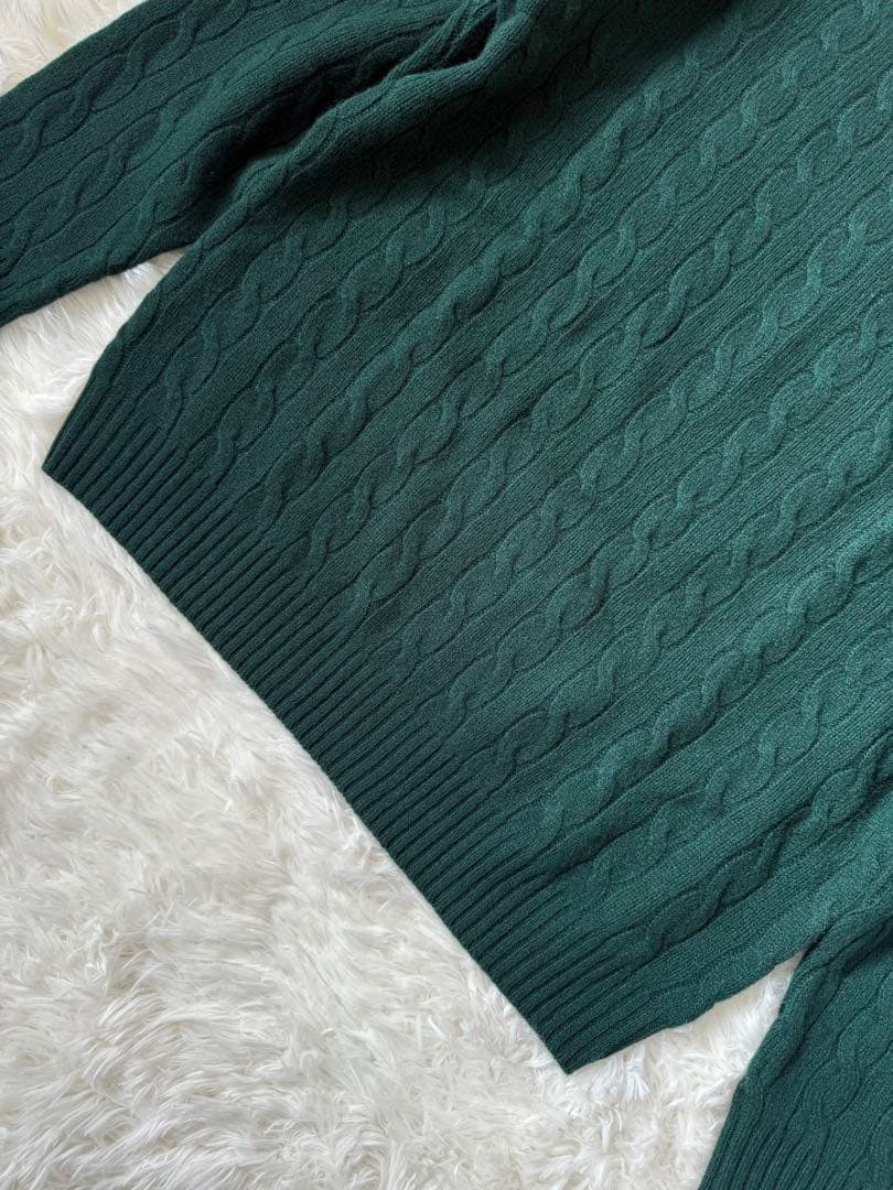 ポロラルフローレン　セーター　ケーブル　ウールカシミヤ混紡　グリーン　QRコート