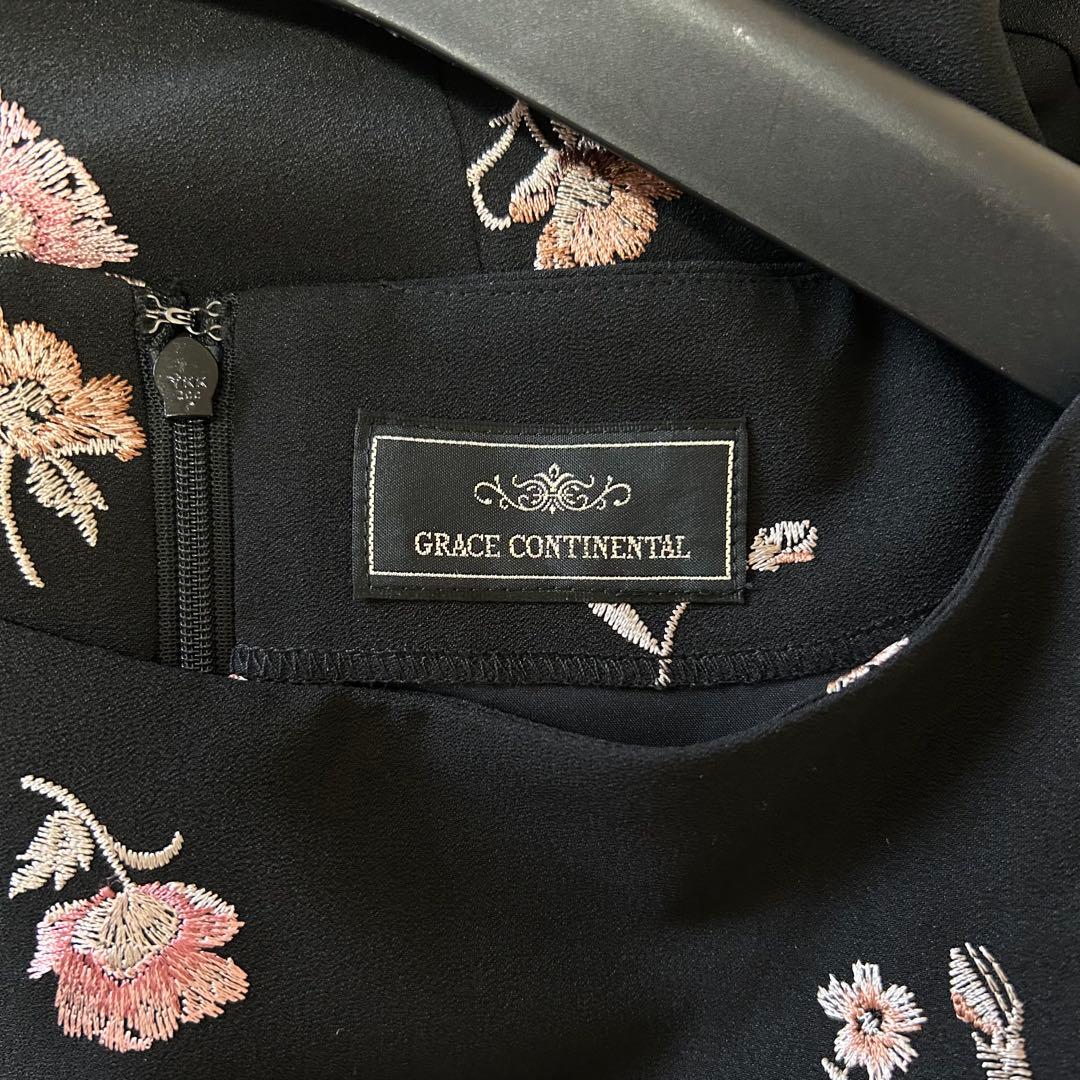 21AW♡グレースコンチネンタル サラサフラワー刺繍ワンピース 36 上品