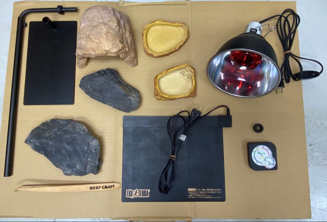EXOTERRA 爬虫類・両生類用 グラステラリウム 照明付き 付属品多数