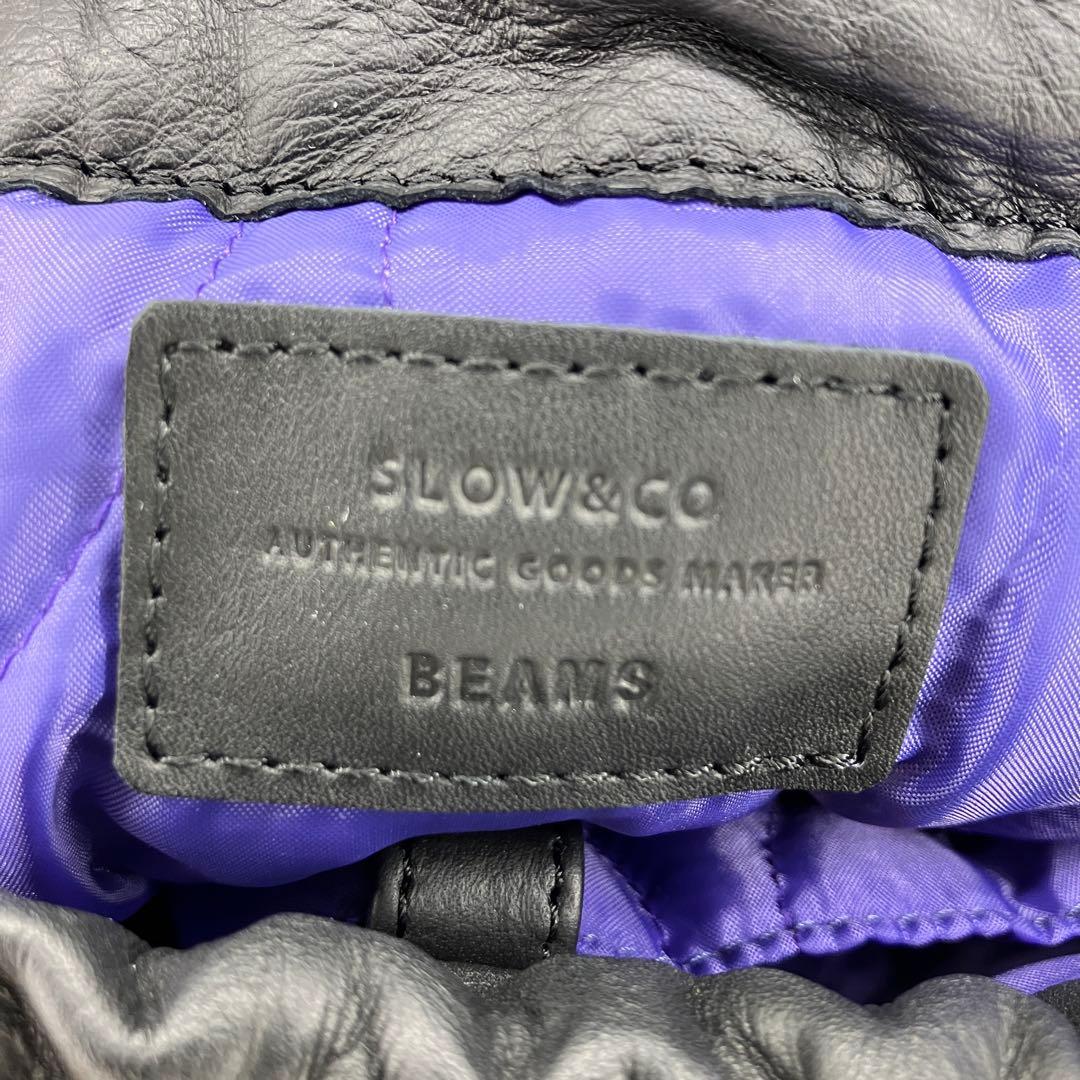 ☆希少美品☆ SLOW＆CO BEAMS 巾着バッグ 極美品 レザー 牛革