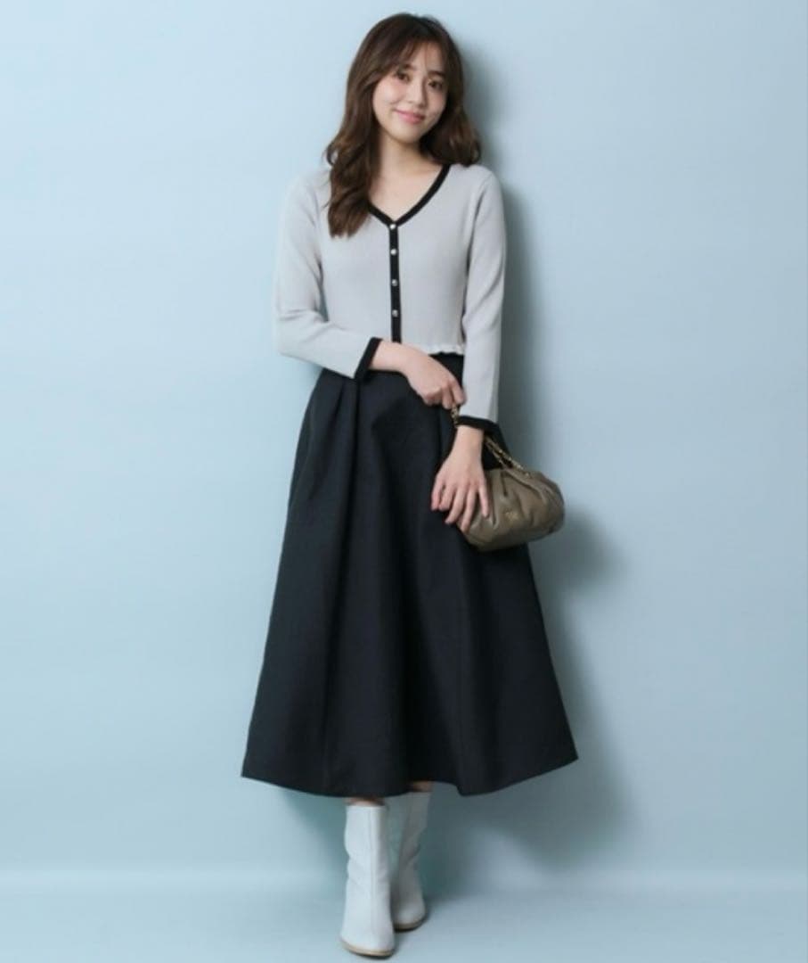 ジャスグリッティー　ジャガードフォルムドッキングワンピース　ブラック