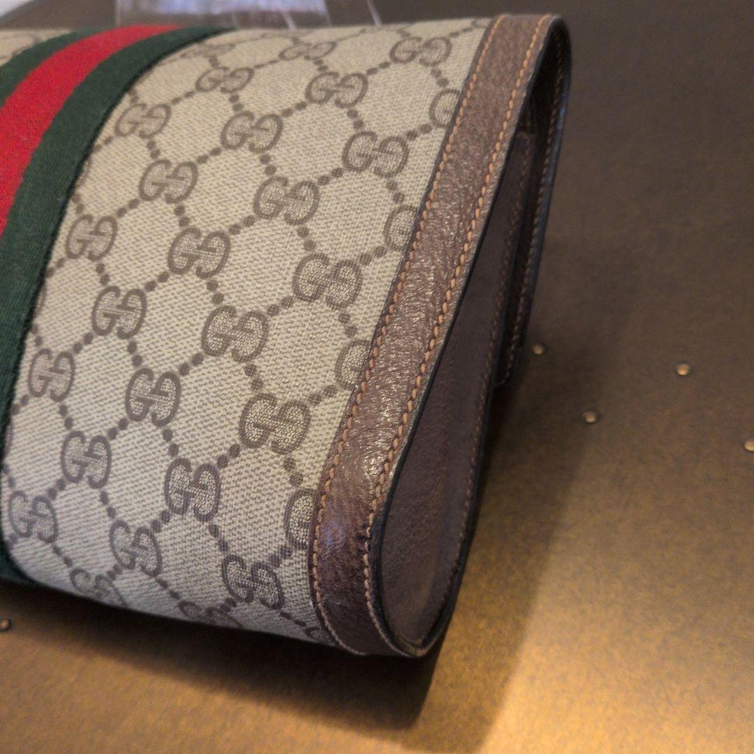 GUCCI シェリーライン GG クラッチバッグ ブラウン レザー ロゴ